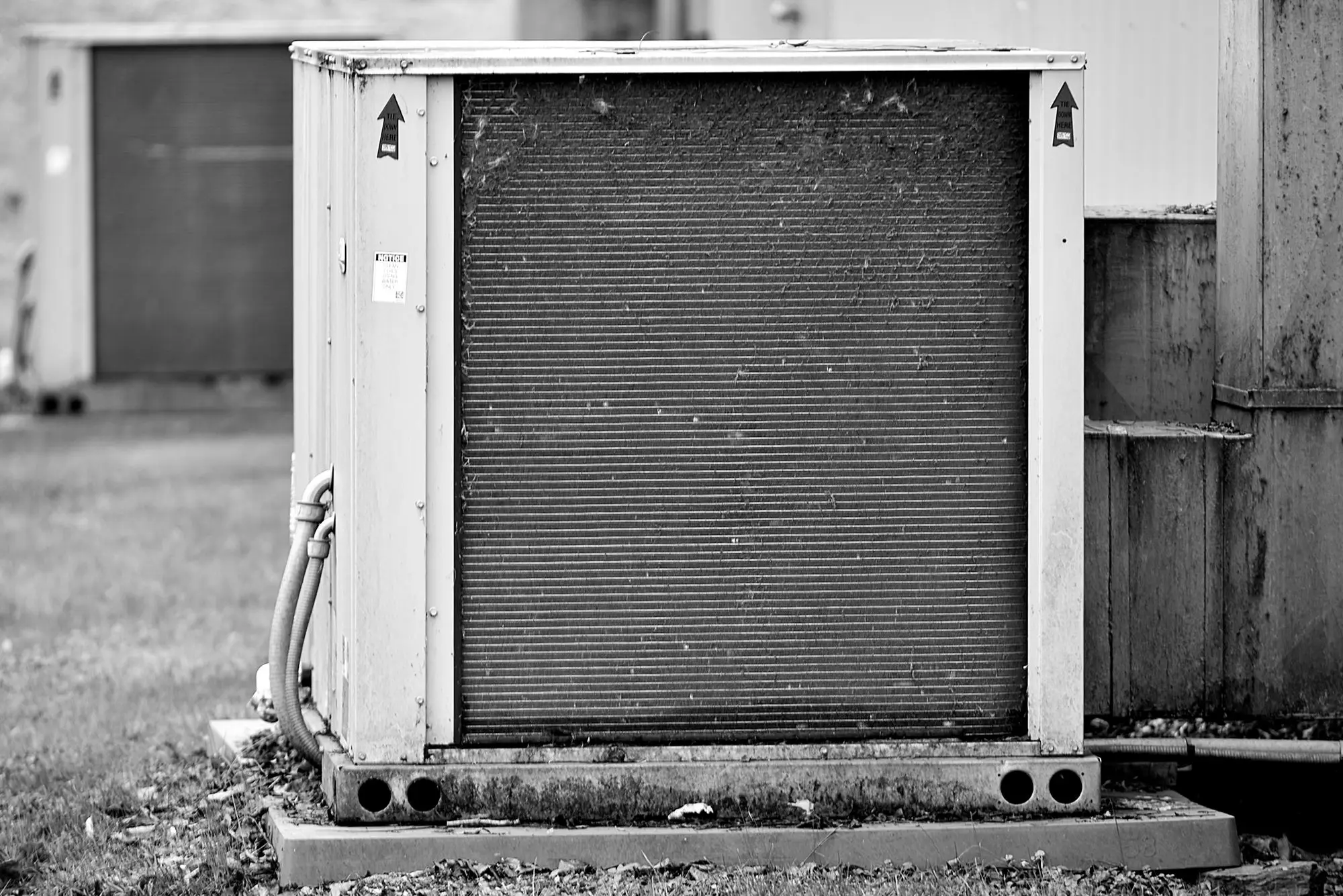 Commercial HVAC condenser unit closeup on a Frisco DFW commercial property